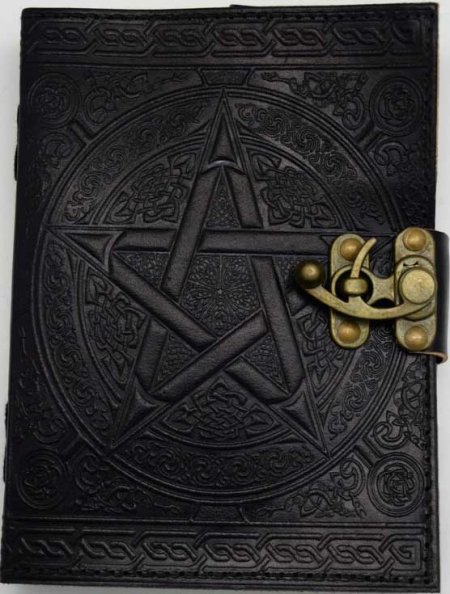 Black Leather Pentagram Book of Shadows