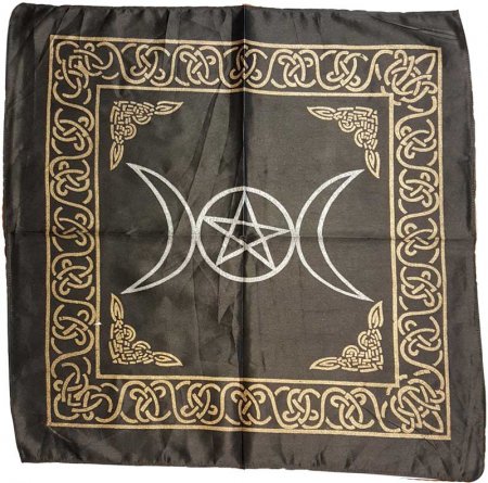 Black Tripple Moon Pentagram Altar Cloth