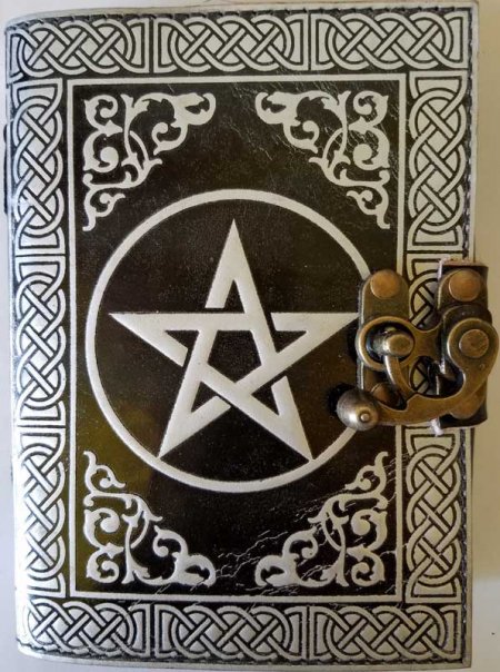 Black and Silver Pentagram Leather Blank Book of Shadows
