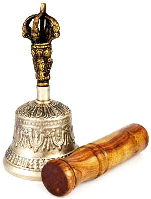 Bronze Tibetan Bell and Puja Stick Alter Bell