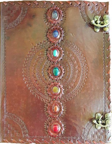 Chakra Stone Leather Blank Book of Shadows