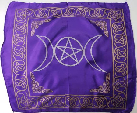 Purple Triple Moon Pentagram Altar Cloth