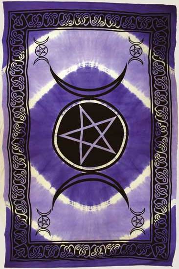 Purple Tie Dyed Triple Moon Tapestry