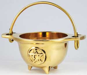 Small Brass Pentagram Cauldron