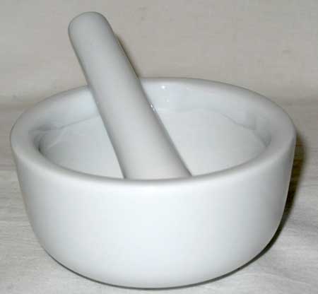 White Porcelain Mortar and Pestle - 3"