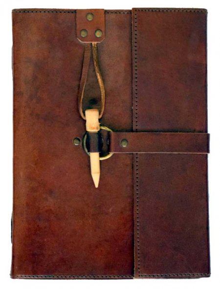 Wood Peg Leather Blank Book of Shadows